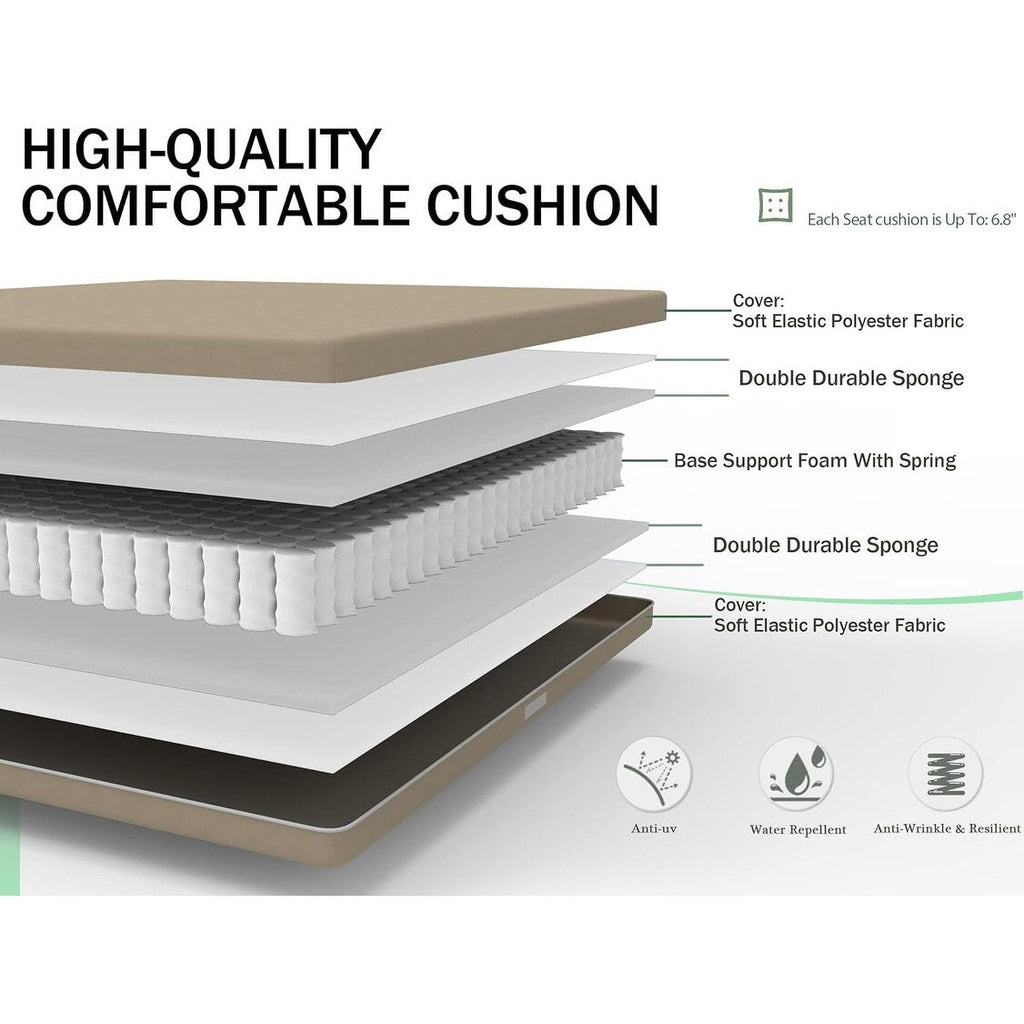 Ensemble de salle à manger d'extérieur en métal 7 pièces avec chaises pivotantes et fixes et table rectangulaire résistante aux intempéries