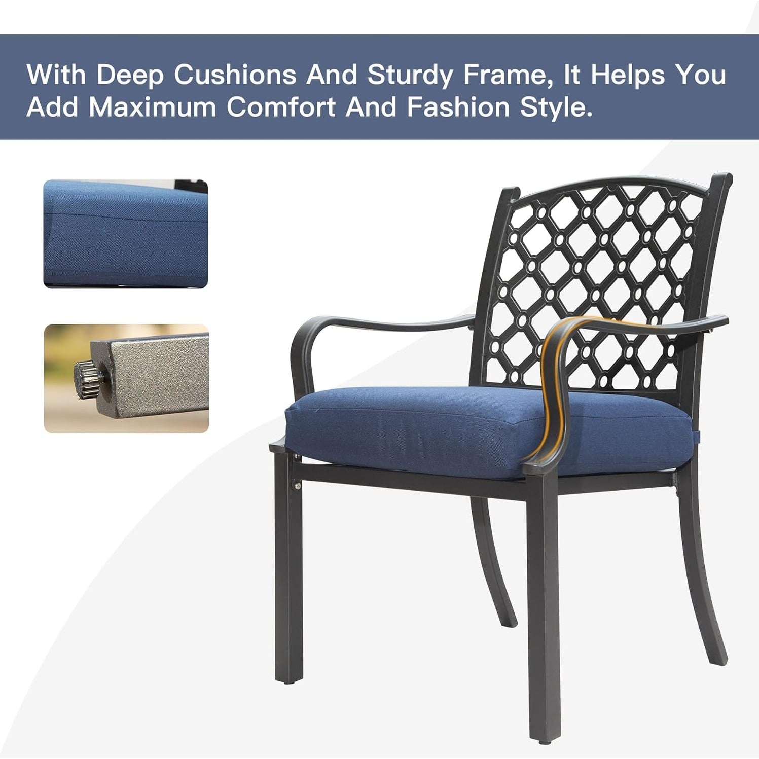 Ensemble de salle à manger d'extérieur en métal 7 pièces avec chaises pivotantes et fixes et table rectangulaire résistante aux intempéries