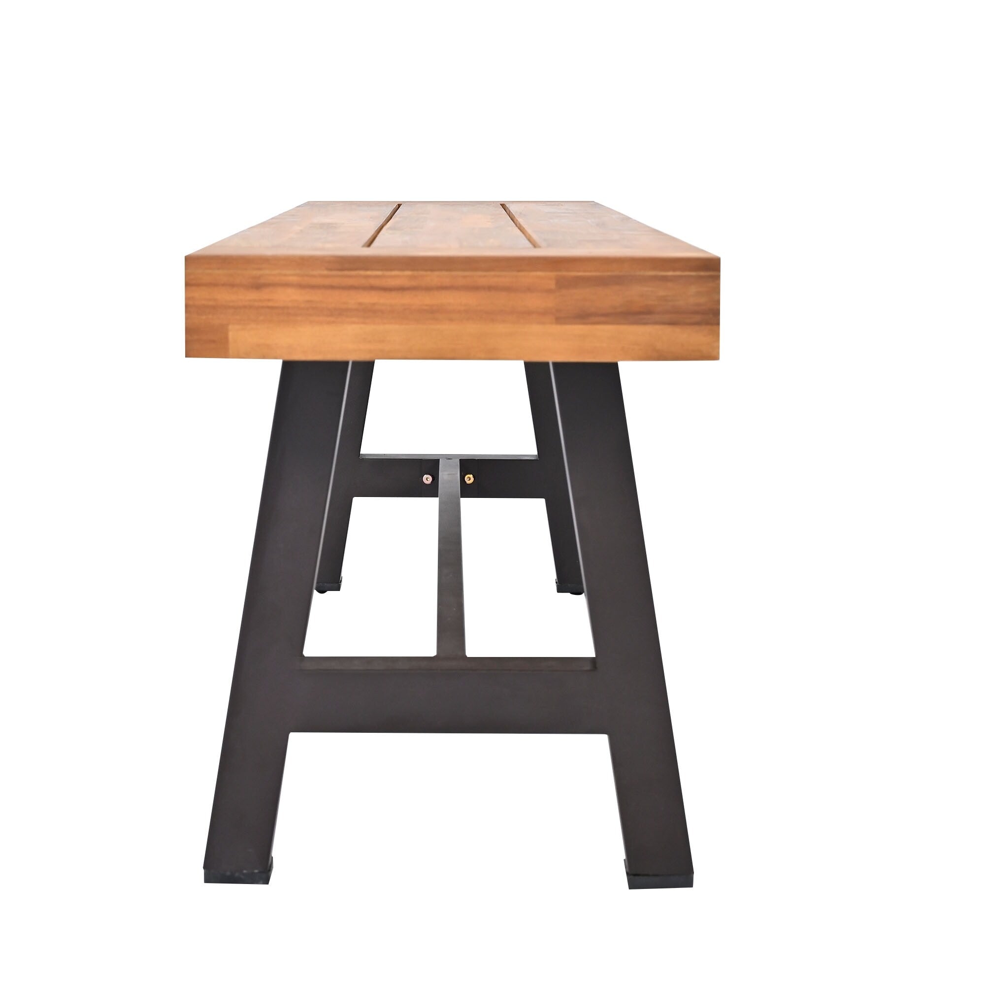 Ensemble de salle à manger d'extérieur en bois d'acacia 7 pièces avec coussins et banc amovibles