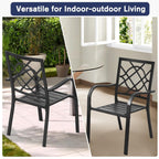 Ensemble de salle à manger d'extérieur 7 pièces, 6 chaises empilables et 1 table rectangulaire à lattes avec trou pour parasol de 1,57