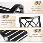 Ensemble de salle à manger d'extérieur 7 pièces, 6 chaises empilables et 1 table rectangulaire à lattes avec trou pour parasol de 1,57