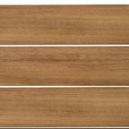 Ensemble de 7 chaises de salle à manger d'extérieur en bois avec table à manger décontractée, trou pour parasol et 6 coussins amovibles