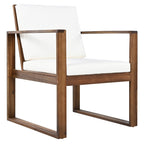 Ensemble de 7 chaises de salle à manger d'extérieur en bois avec table à manger décontractée, trou pour parasol et 6 coussins amovibles