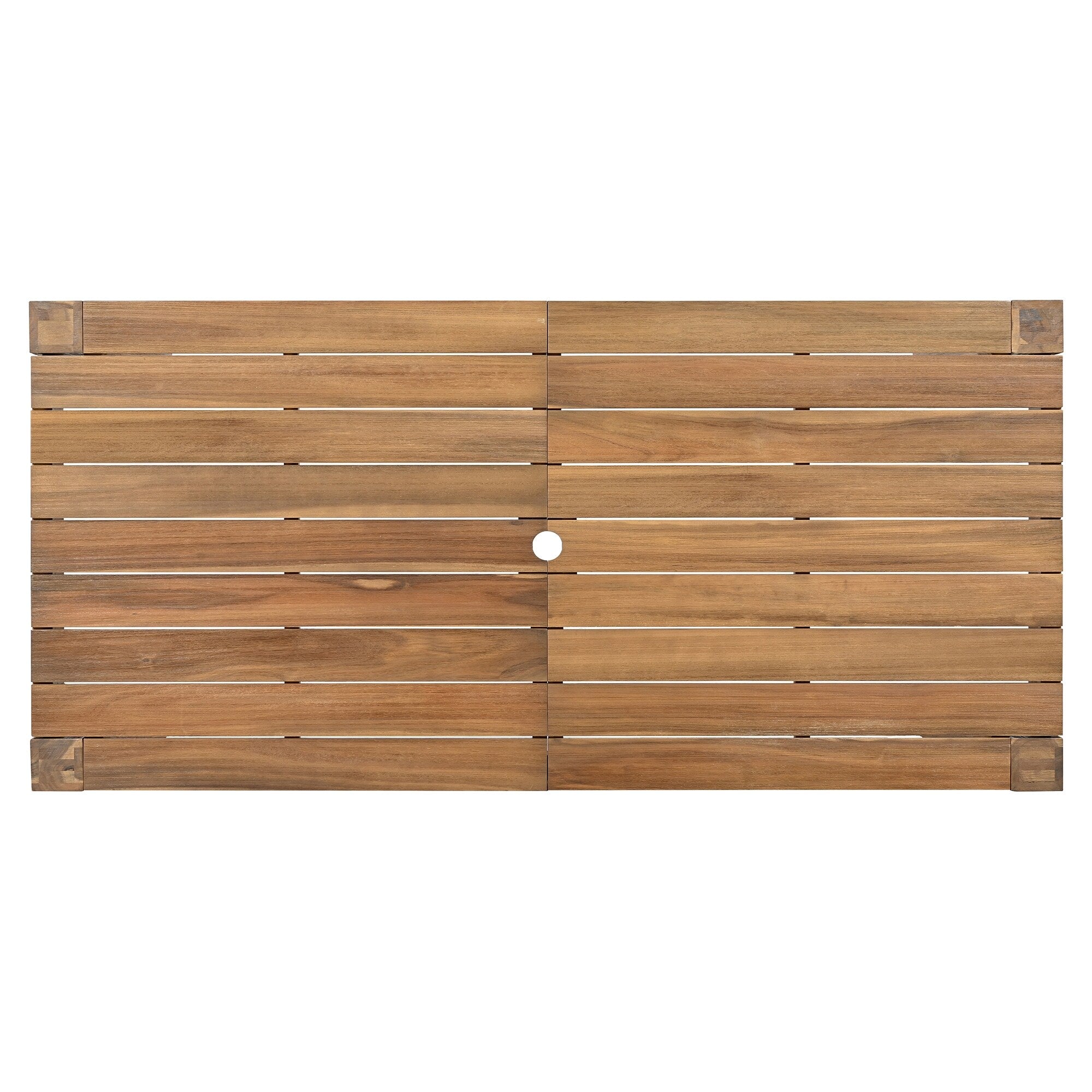 Ensemble de 7 chaises de salle à manger d'extérieur en bois avec table à manger décontractée, trou pour parasol et 6 coussins amovibles