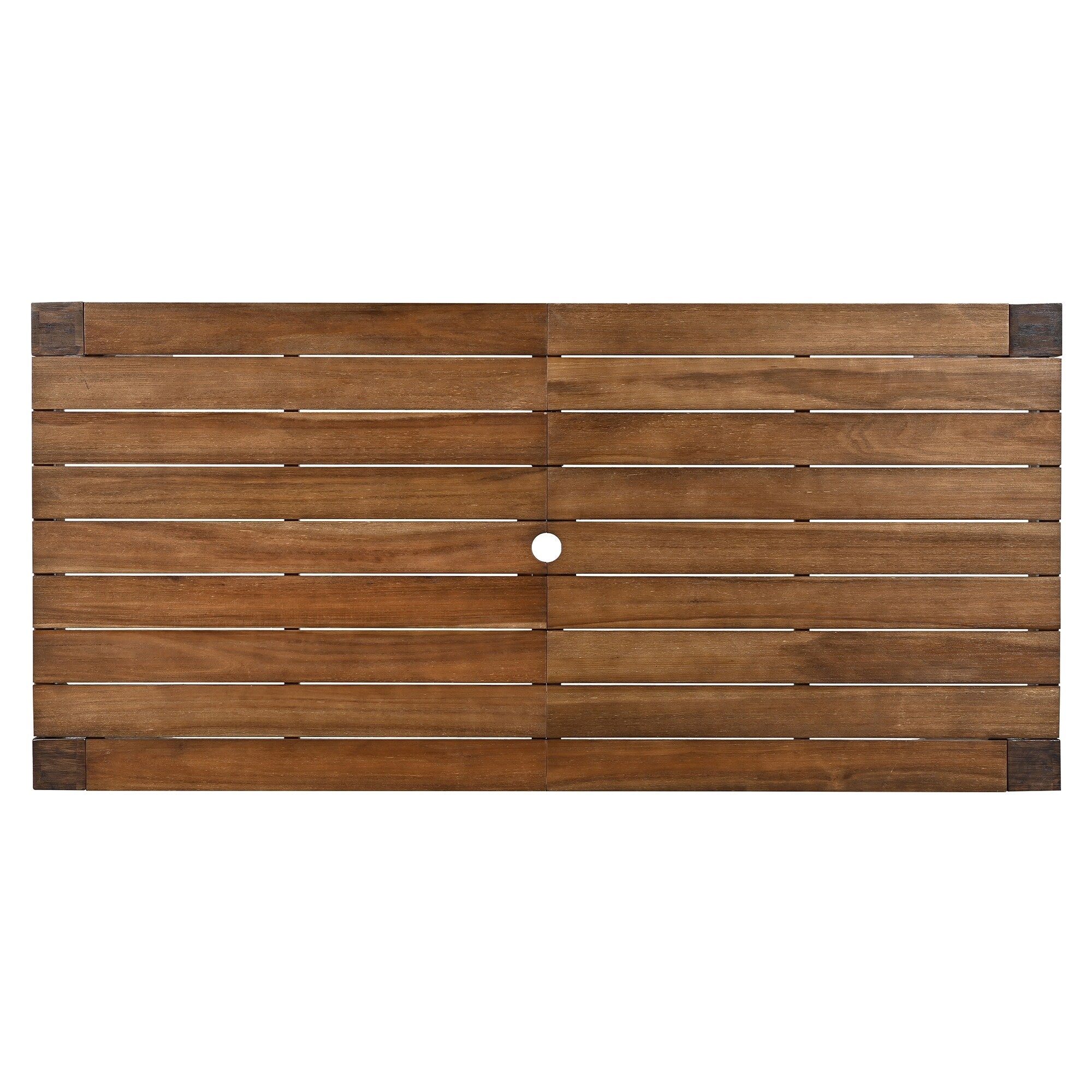 Ensemble de 7 chaises de salle à manger d'extérieur en bois avec table à manger décontractée, trou pour parasol et 6 coussins amovibles