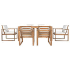 Ensemble de 7 chaises de salle à manger d'extérieur en bois avec table à manger décontractée, trou pour parasol et 6 coussins amovibles