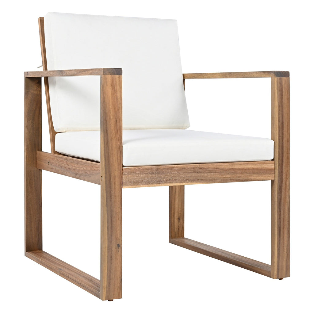 Ensemble de 7 chaises de salle à manger d'extérieur en bois avec table à manger décontractée, trou pour parasol et 6 coussins amovibles