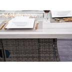 Ensemble de canapé d'extérieur 7 pièces avec table en aluminium et foyer