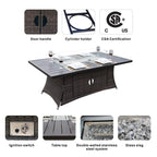 Ensemble de canapé d'extérieur 7 pièces avec table en aluminium et foyer