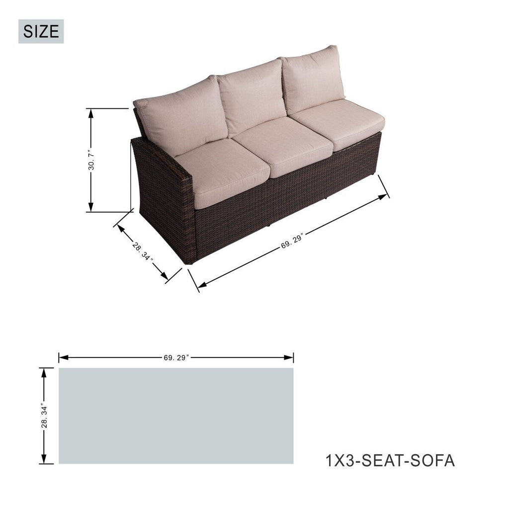 Ensemble de canapé d'extérieur 7 pièces avec table en aluminium et foyer