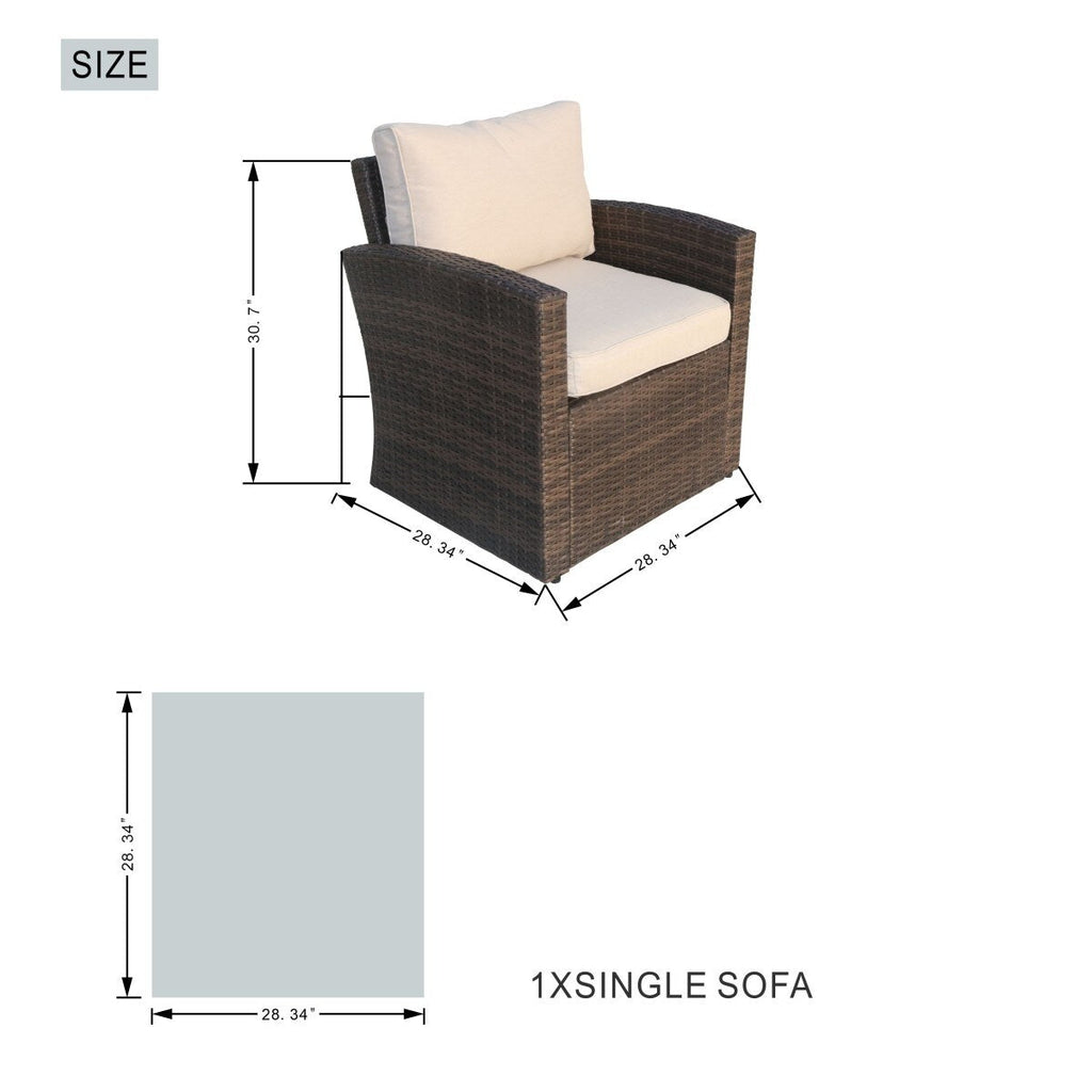 Ensemble de canapé d'extérieur 7 pièces avec table en aluminium et foyer