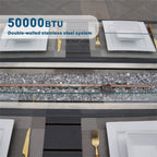 Ensemble de canapé d'extérieur 7 pièces avec table en aluminium et foyer