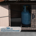 Ensemble de canapé d'extérieur 7 pièces avec table en aluminium et foyer