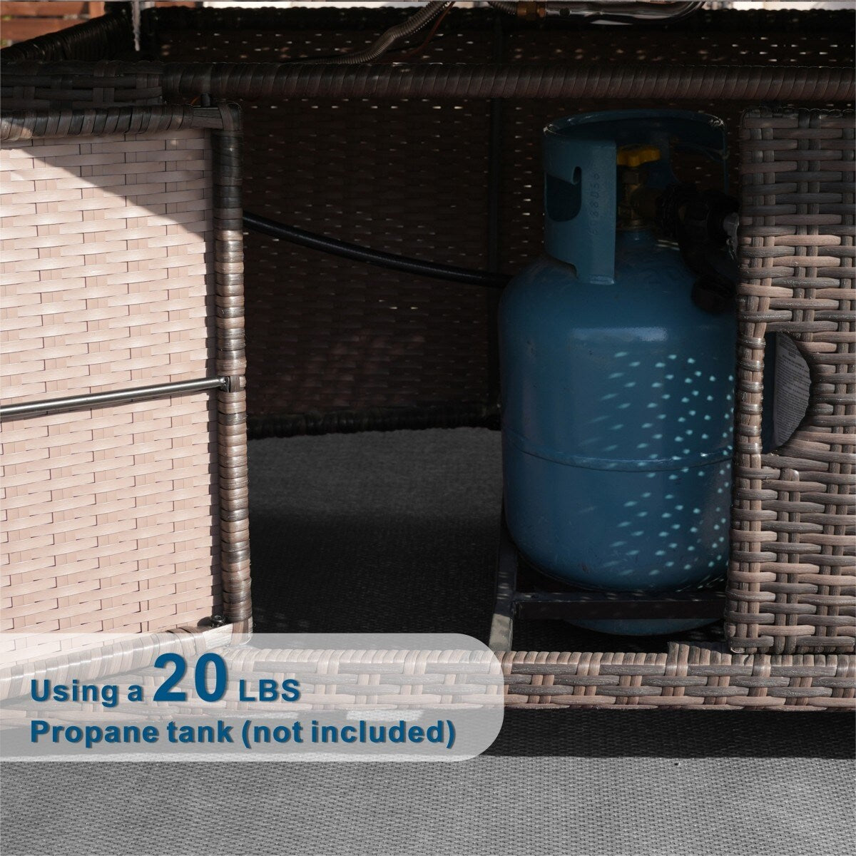 Ensemble de canapé d'extérieur 7 pièces avec table en aluminium et foyer