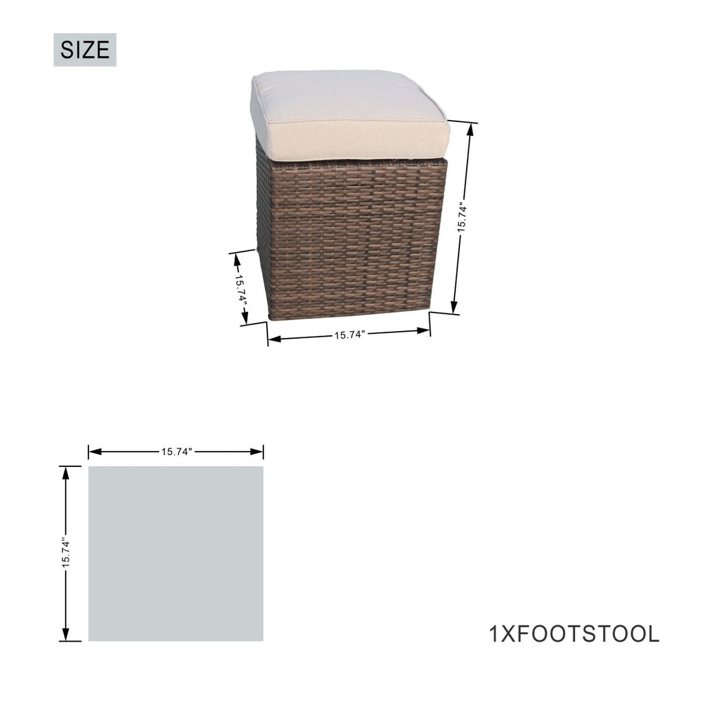 Ensemble de canapé d'extérieur 7 pièces avec table en aluminium et foyer