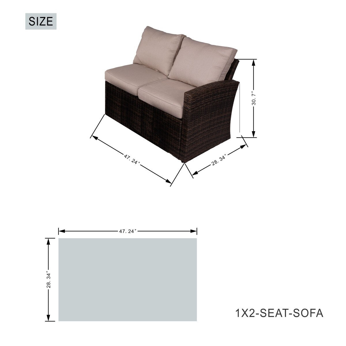 Ensemble de canapé d'extérieur 7 pièces avec table en aluminium et foyer