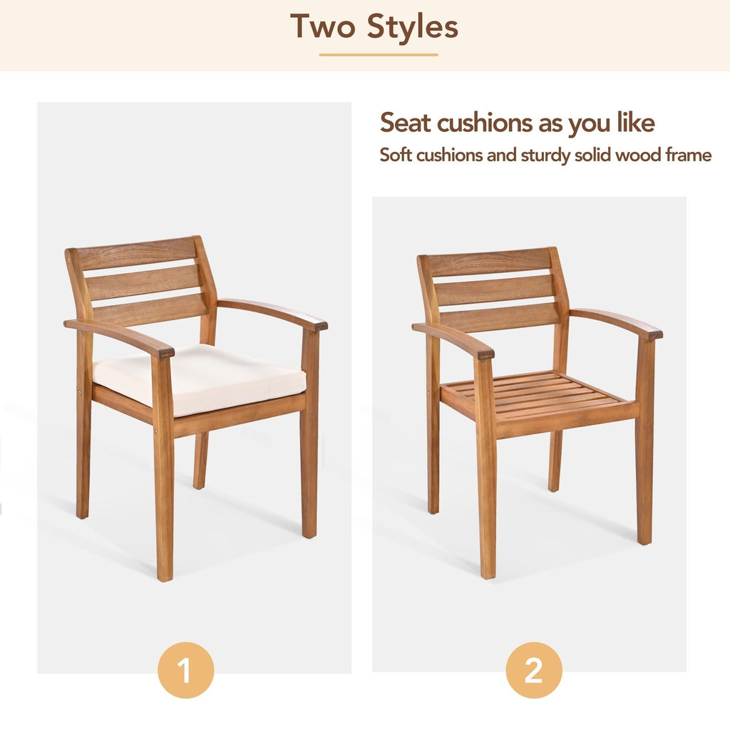 Ensemble de salle à manger d'extérieur en bois 7 pièces avec coussins amovibles