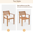 Ensemble de salle à manger d'extérieur en bois 7 pièces avec coussins amovibles