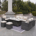 Ensemble de canapés de patio conversationnels 7 pièces avec table de foyer en aluminium