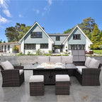 Ensemble de canapés de patio conversationnels 7 pièces avec table de foyer en aluminium