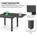 Ensemble de salle à manger de patio 7 pièces avec chaises pliantes réglables et 1 table à manger extensible