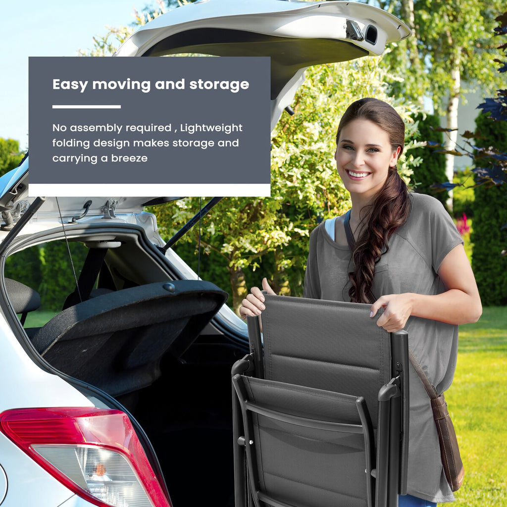 Ensemble de salle à manger de patio 7 pièces avec chaises pliantes réglables et 1 table à manger extensible