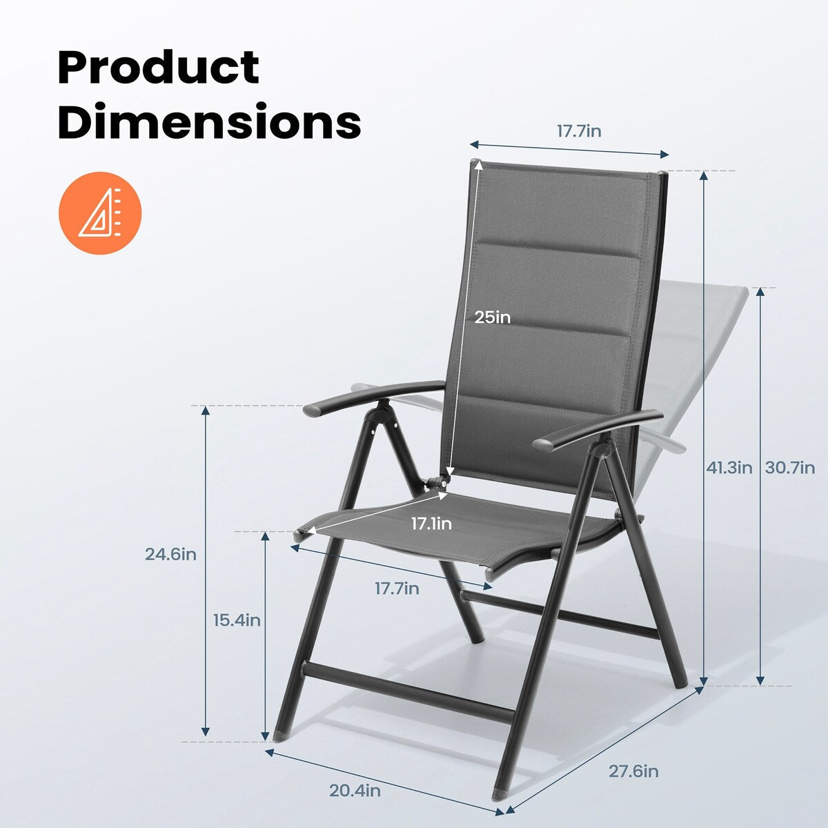 Ensemble de salle à manger de patio 7 pièces avec chaises pliantes réglables et 1 table à manger extensible