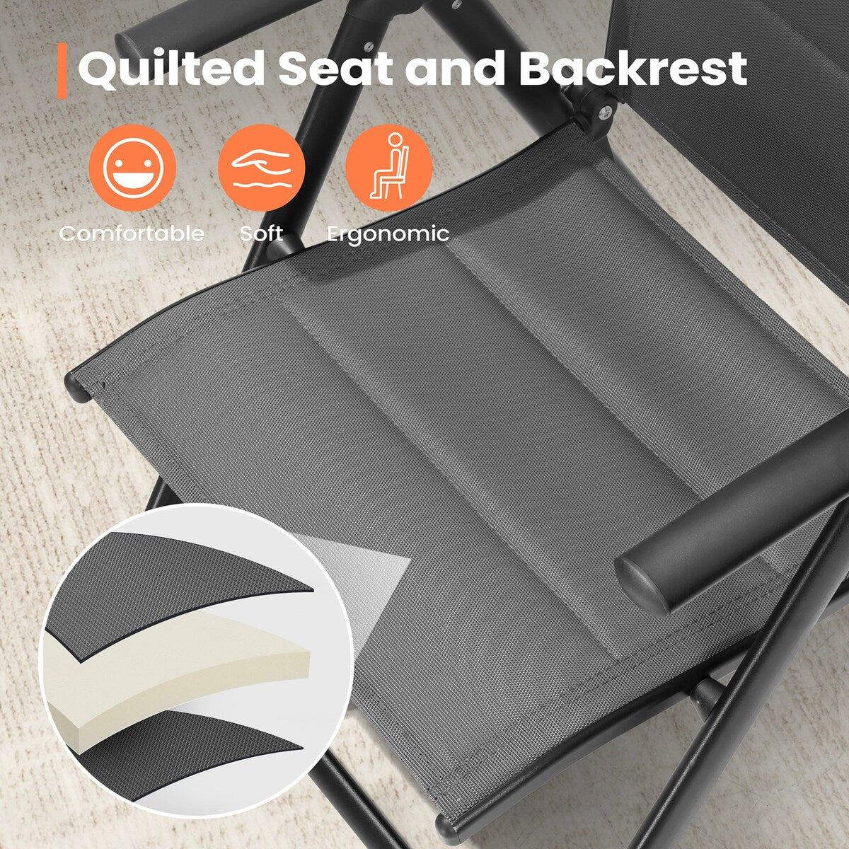 Ensemble de salle à manger de patio 7 pièces avec chaises pliantes réglables et 1 table à manger extensible