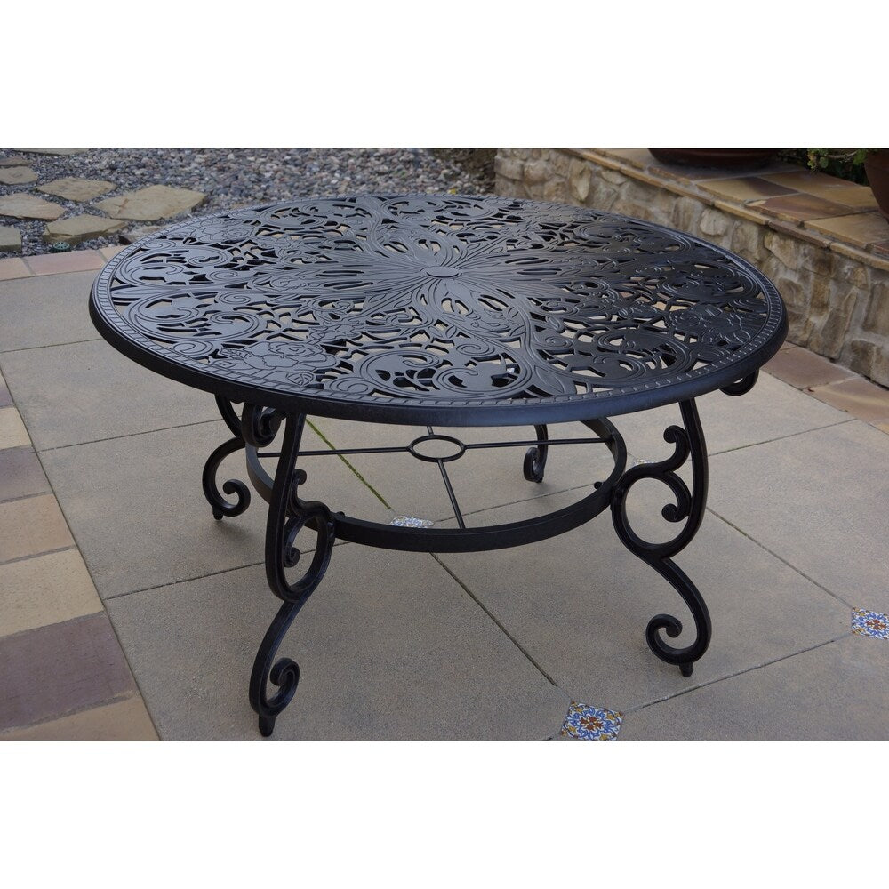 Ensemble de salle à manger de patio 7 pièces, table à manger ronde de 53 pouces