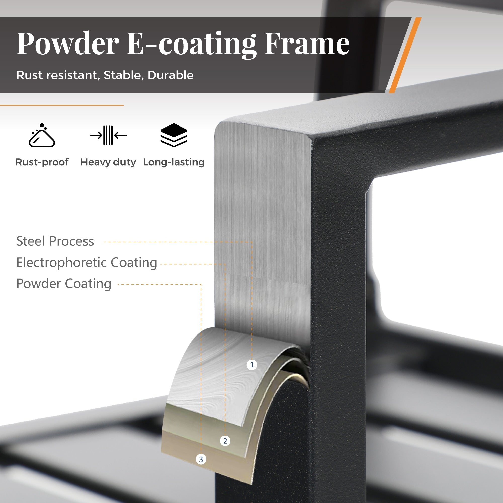 Ensemble de salle à manger de patio 7 pièces avec revêtement en métal E-coating, comprenant 6 chaises à dossier amélioré et une table en métal avec trou pour parasol