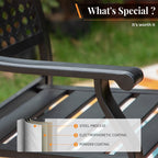 Ensemble de salle à manger de patio 7 pièces avec revêtement en métal E-coating, comprenant 6 chaises à dossier amélioré et une table en métal avec trou pour parasol