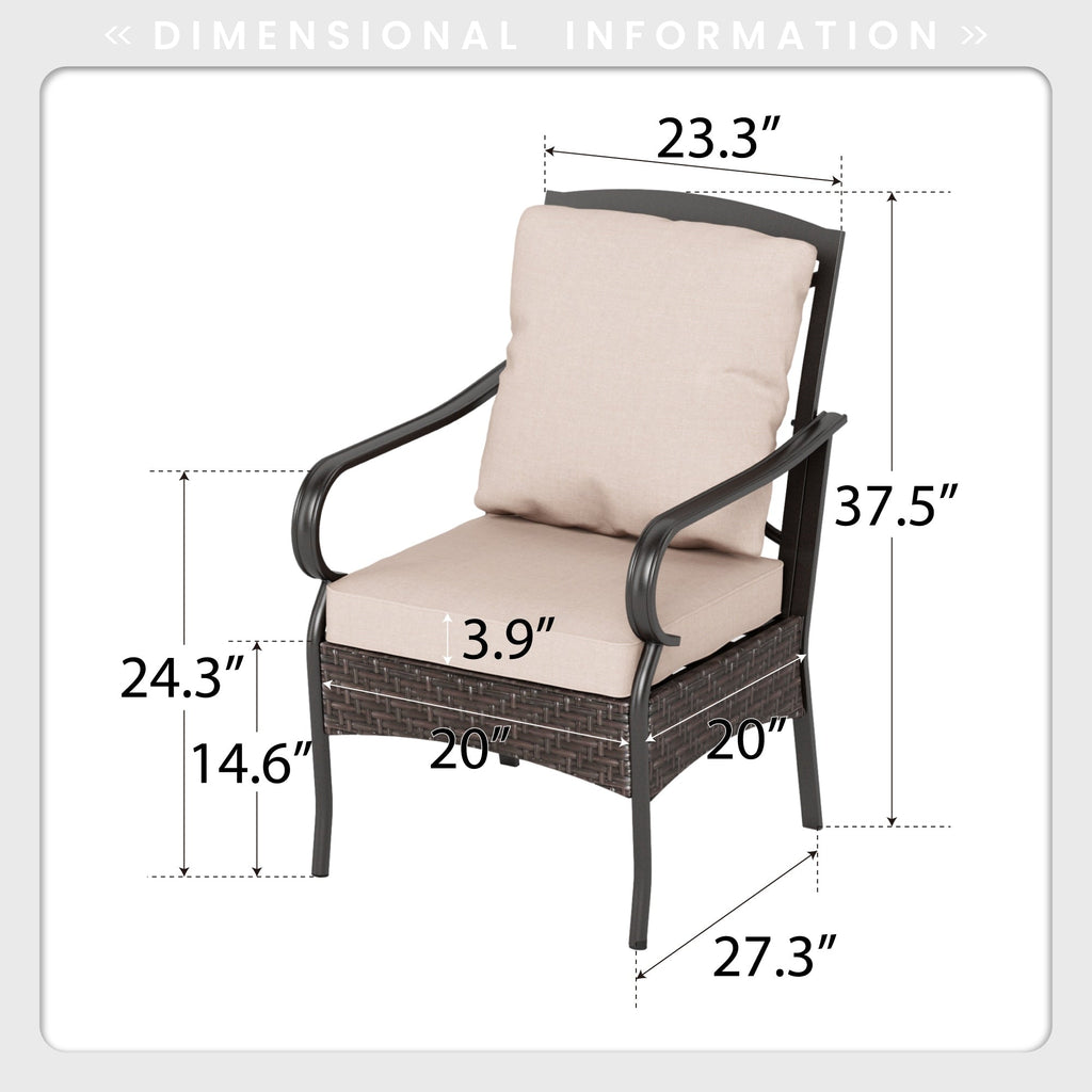 Ensemble de salle à manger d'extérieur surdimensionné de 7 pièces avec 6 chaises rembourrées et une table rectangulaire de 60 pouces