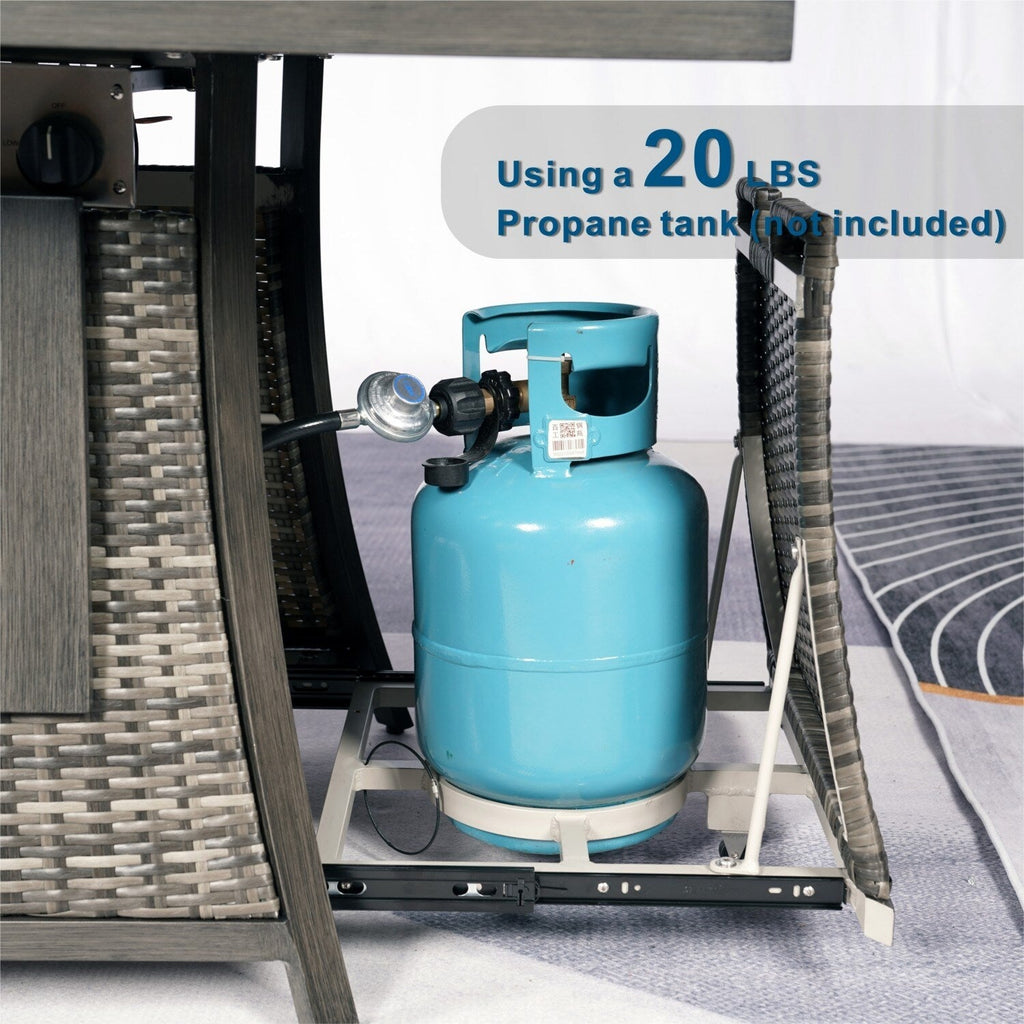 Ensemble de canapés de patio 7 pièces avec foyer et table à manger avec bac à glaçons