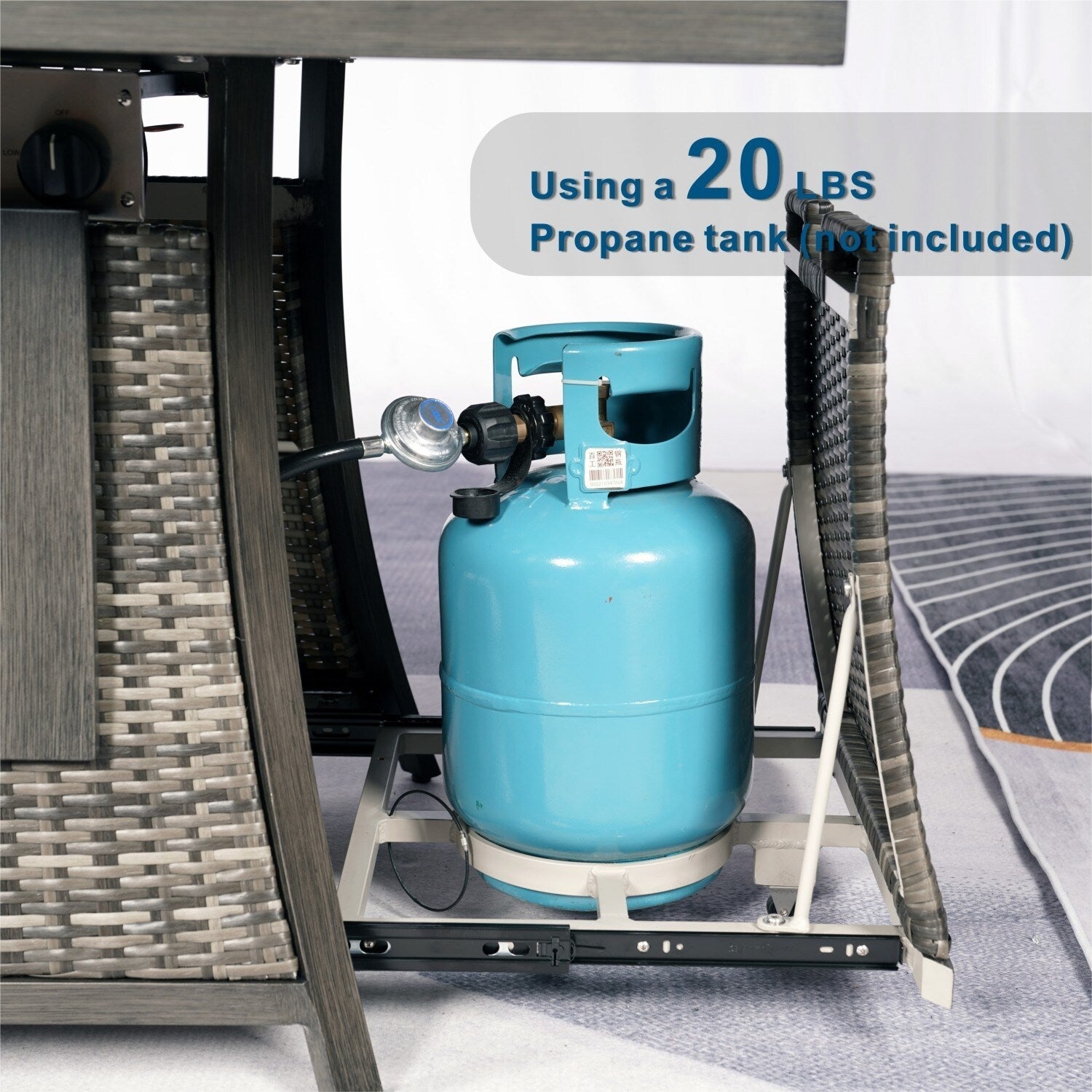 Ensemble de canapés de patio 7 pièces avec foyer et table à manger avec bac à glaçons