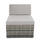 Ensemble de patio en osier 7 pièces avec canapé sectionnel en rotin et coussins