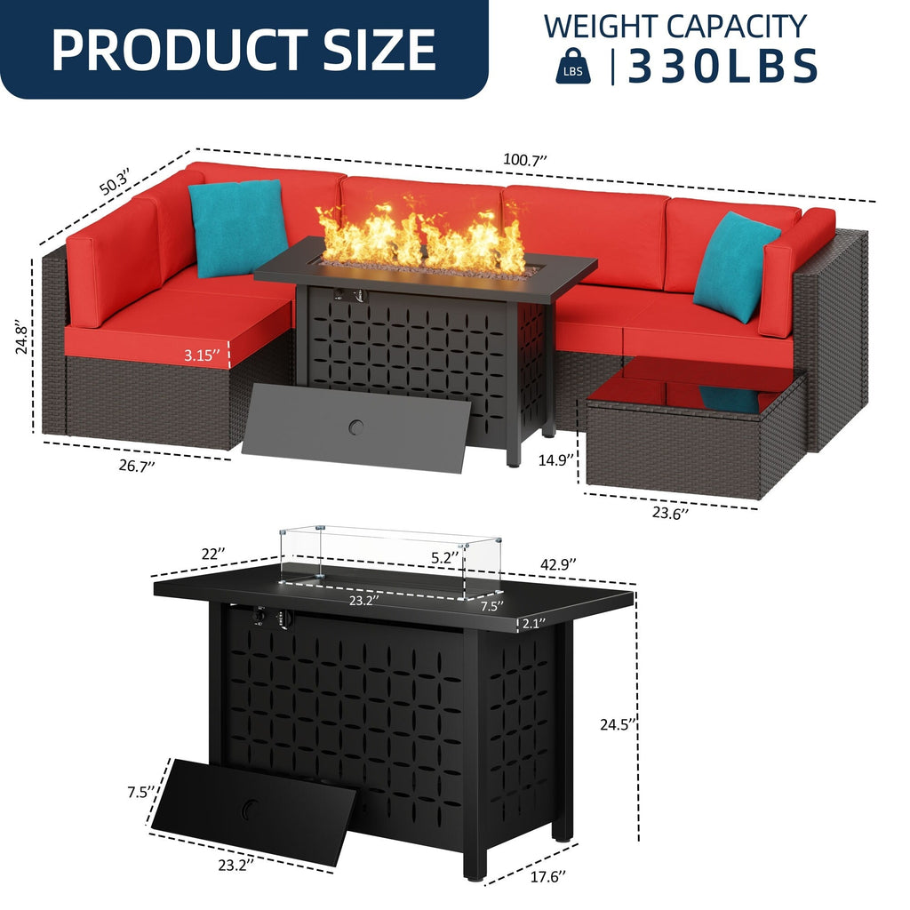 Ensemble de sièges sectionnels 7 pièces avec coussins