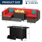 Ensemble de sièges sectionnels 7 pièces avec coussins