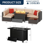 Ensemble de sièges sectionnels 7 pièces avec coussins