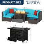 Ensemble de sièges sectionnels 7 pièces avec coussins