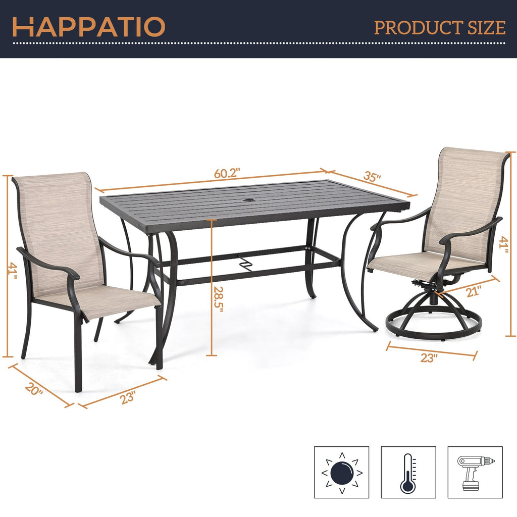 Ensembles de salle à manger de patio en textilène 7 pièces pour la vie en plein air