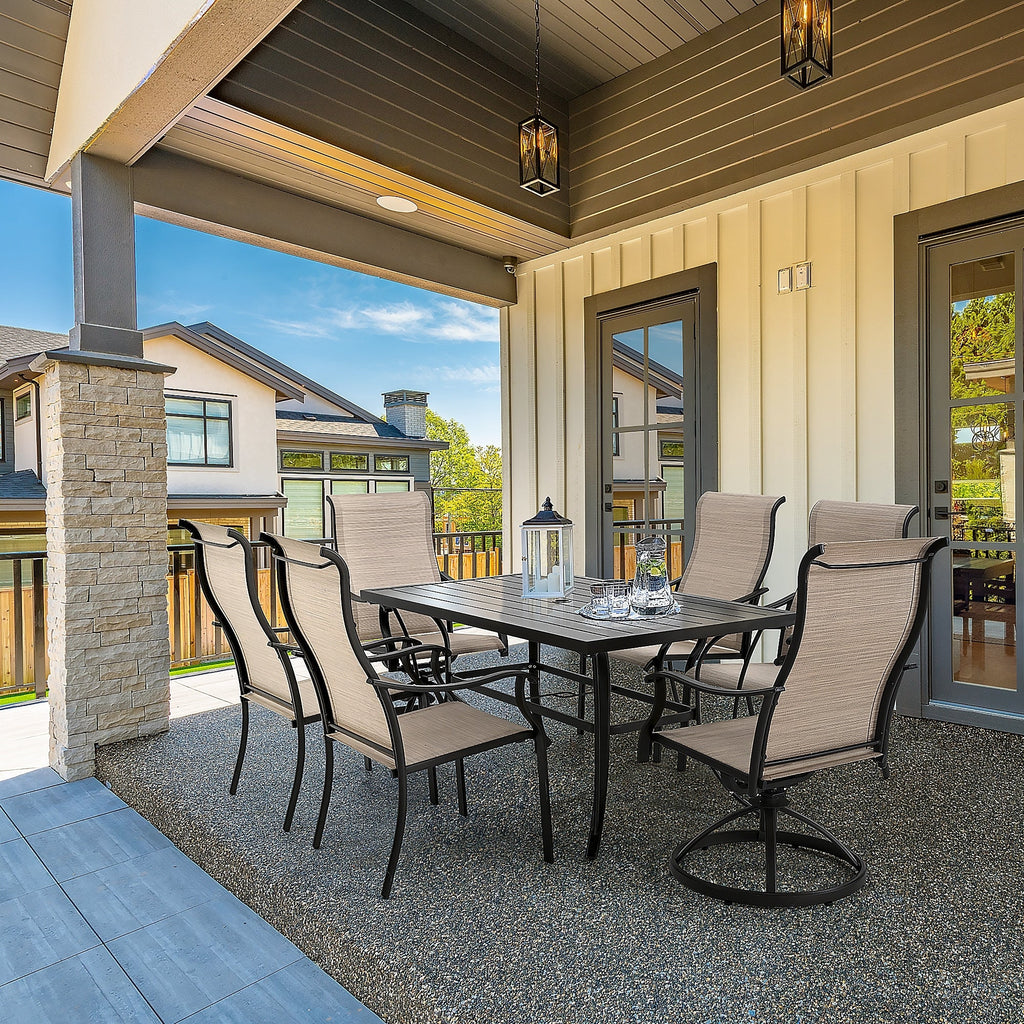 Ensembles de salle à manger de patio en textilène 7 pièces pour la vie en plein air