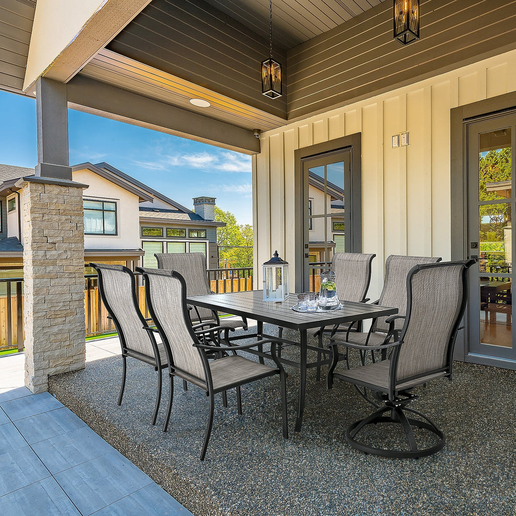 Ensembles de salle à manger de patio en textilène 7 pièces pour la vie en plein air