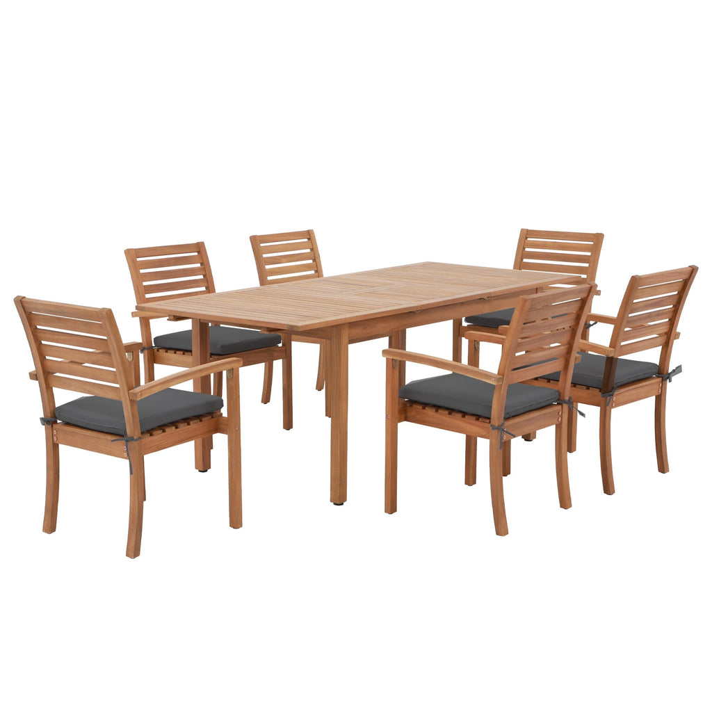 Ensemble de salle à manger d'extérieur 7 pièces en bois d'ACACIA