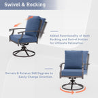 Ensemble de salle à manger d'extérieur 7 pièces avec table à pieds en X et chaises pivotantes