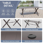 Ensemble de salle à manger d'extérieur 7 pièces avec table à pieds en X et chaises pivotantes