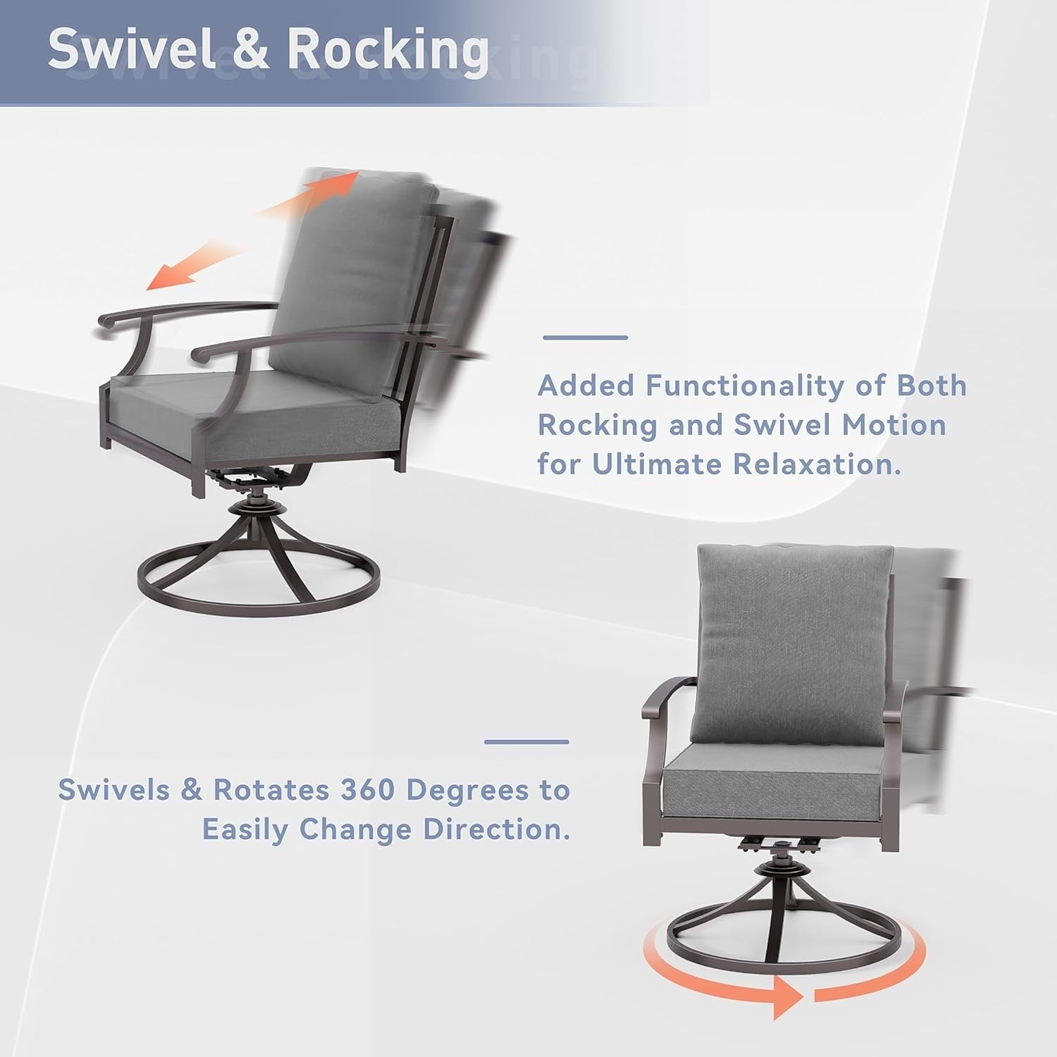 Ensemble de salle à manger d'extérieur 7 pièces avec table à pieds en X et chaises pivotantes