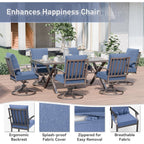 Ensemble de salle à manger d'extérieur 7 pièces avec table à pieds en X et chaises pivotantes