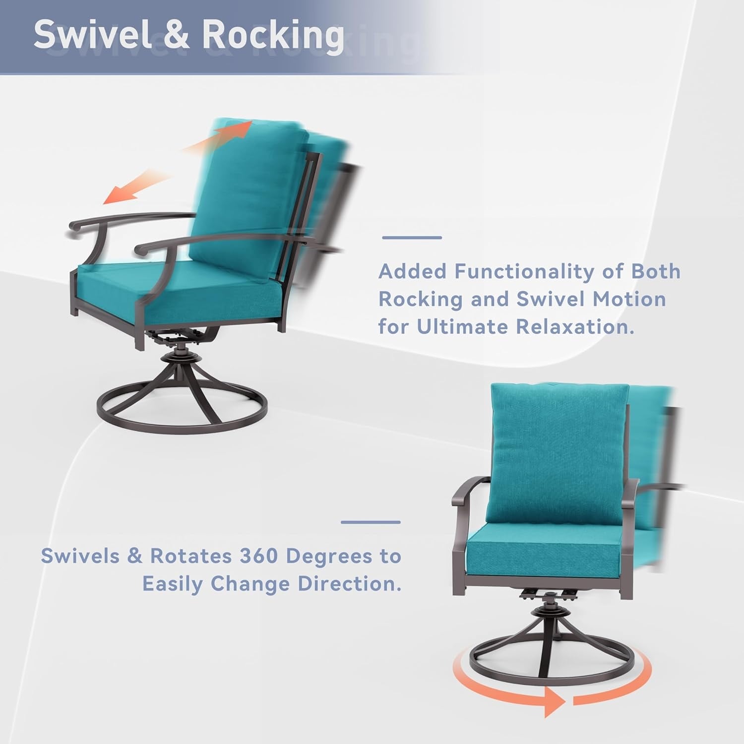 Ensemble de salle à manger d'extérieur 7 pièces avec table à pieds en X et chaises pivotantes