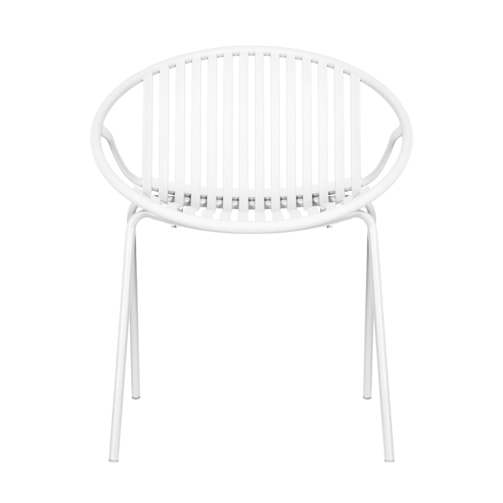 Ensemble de salle à manger d'extérieur moderne 7 pièces avec chaises empilables, blanc