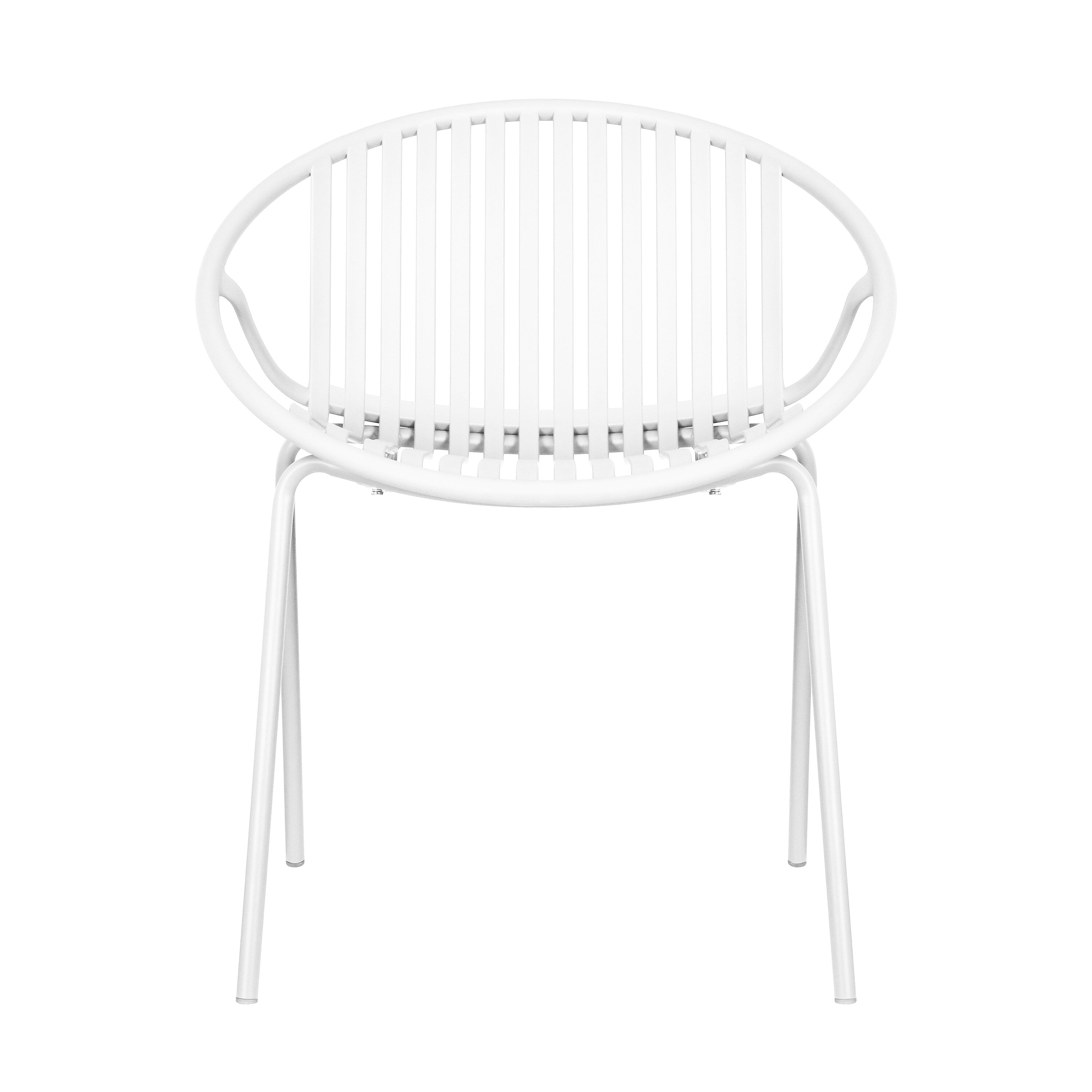 Ensemble de salle à manger d'extérieur moderne 7 pièces avec chaises empilables, blanc